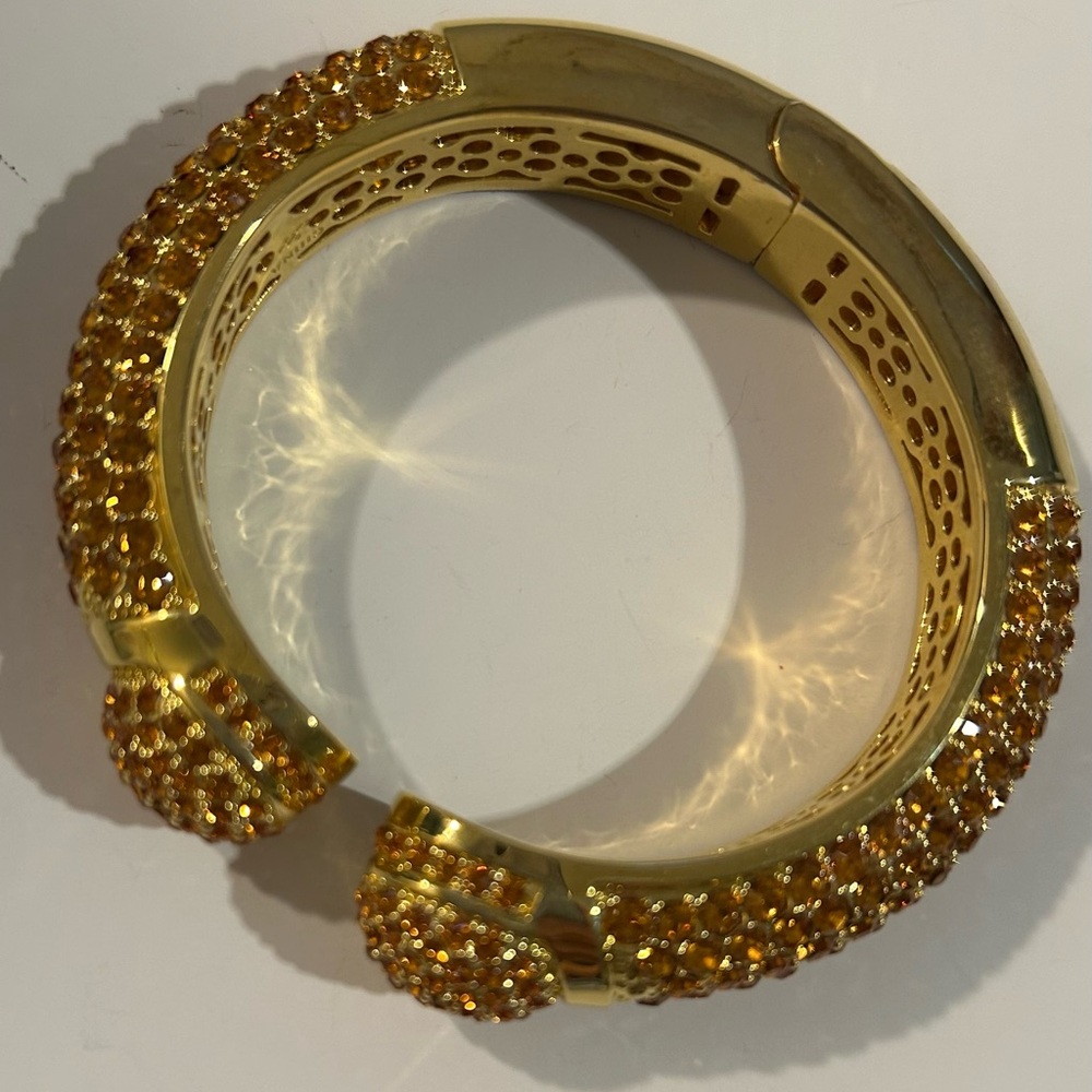 Vintage Joan Boyce Gold Tone & Orange Citrine Jeweled Bracelet - Picture 8 of 14